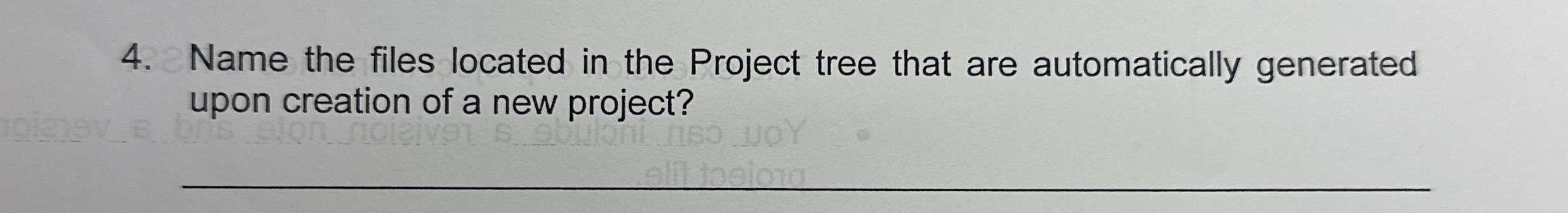 Name the files located in the Project tree that