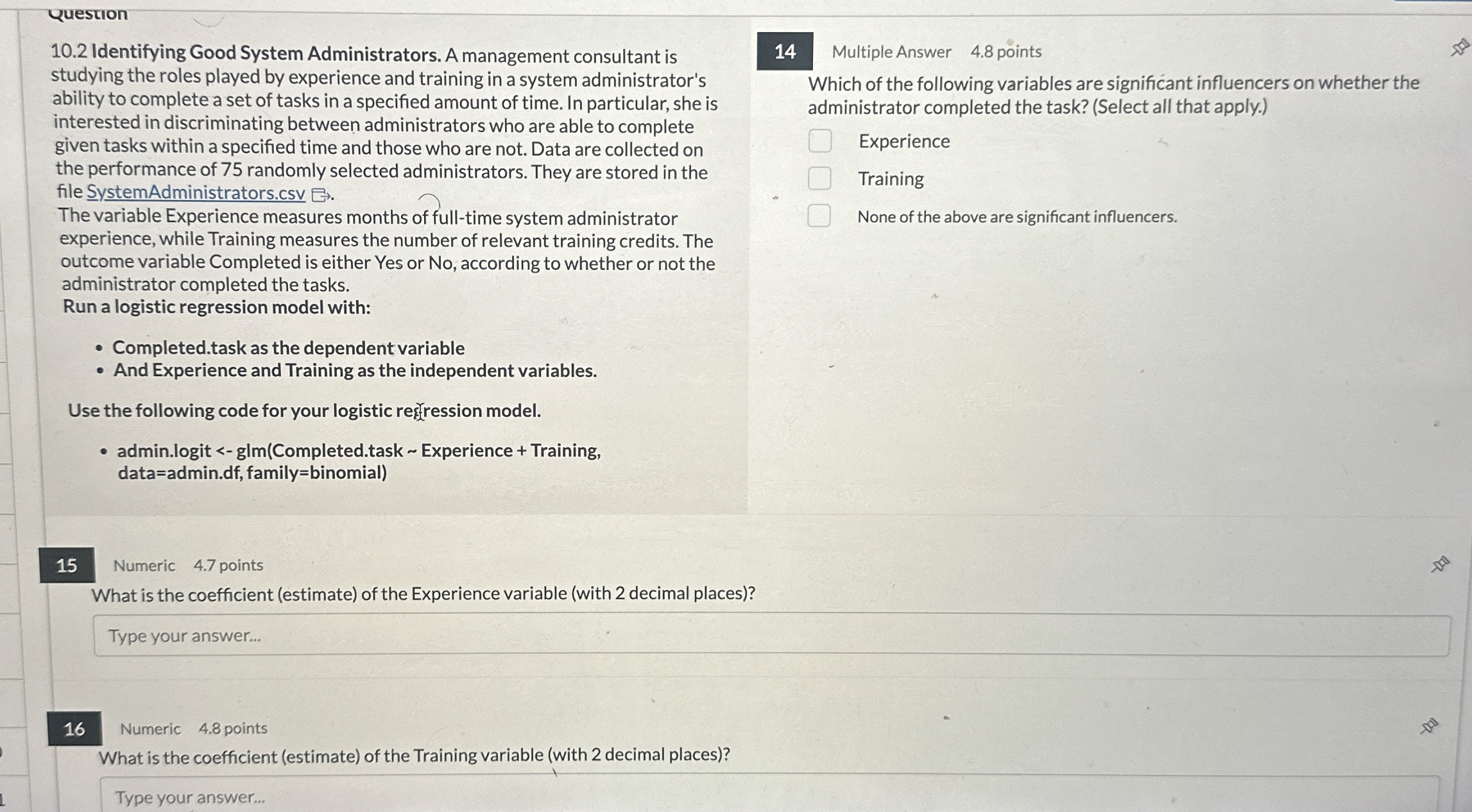 Question 1 0 . 2 Identifying Good System
