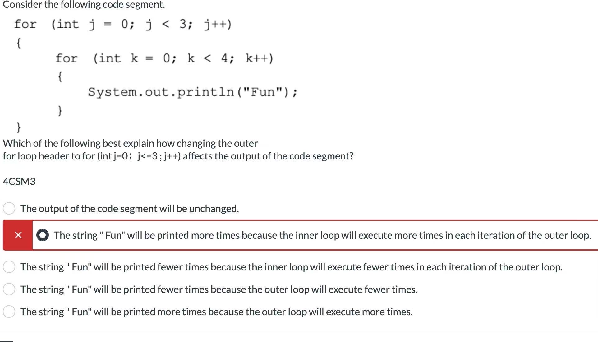 Consider the following code segment.Which of the