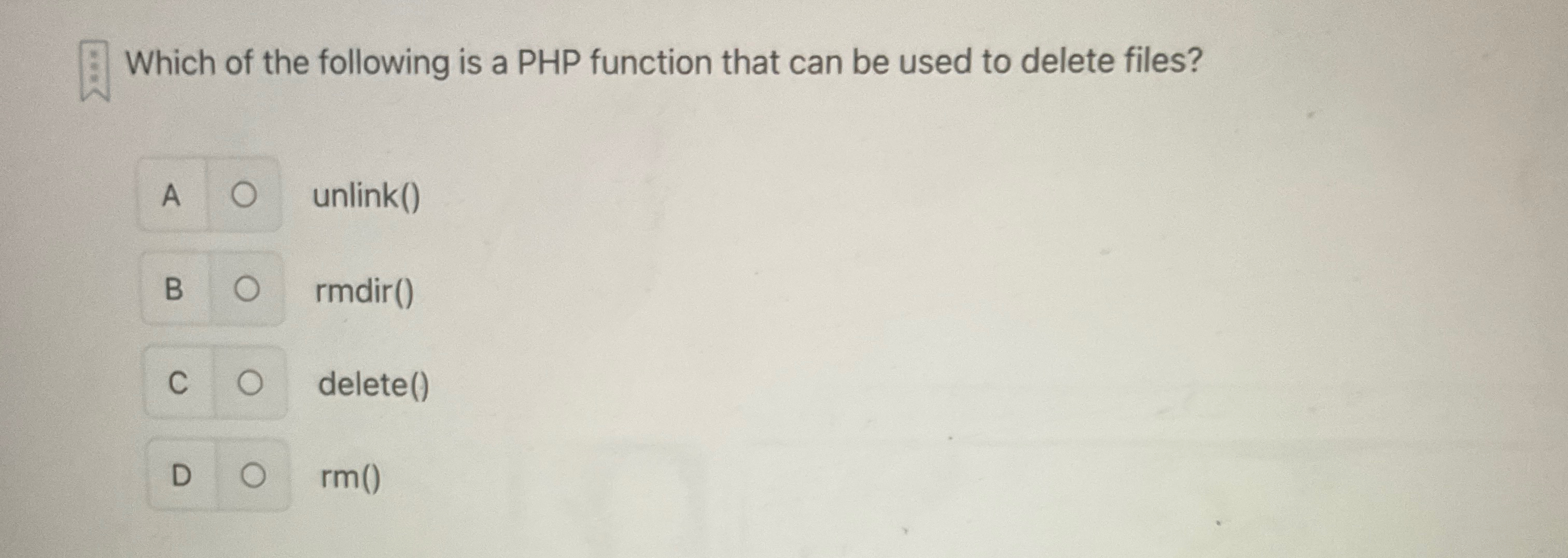 Which of the following is a PHP function that can