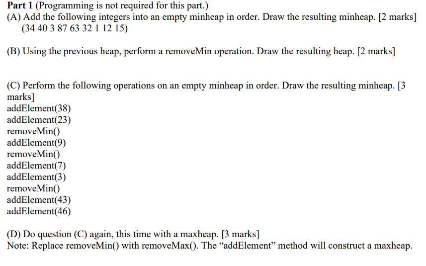 Part 1 ( Programming is not required for this