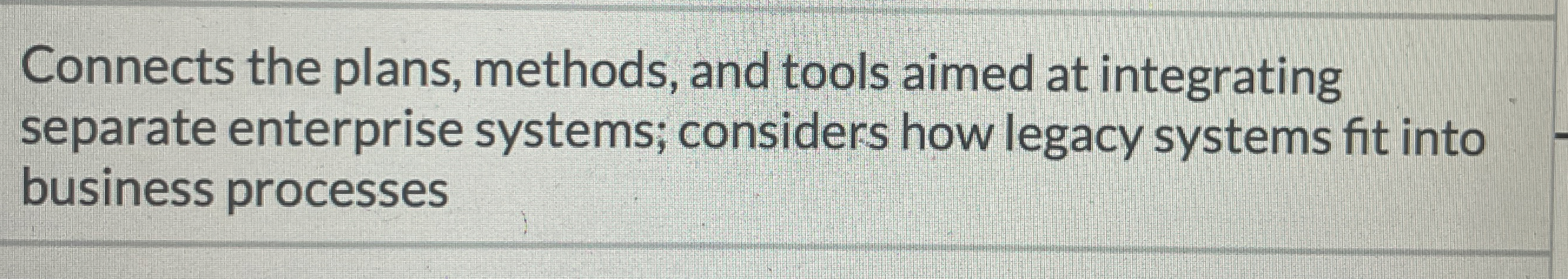Connects the plans, methods, and tools aimed at