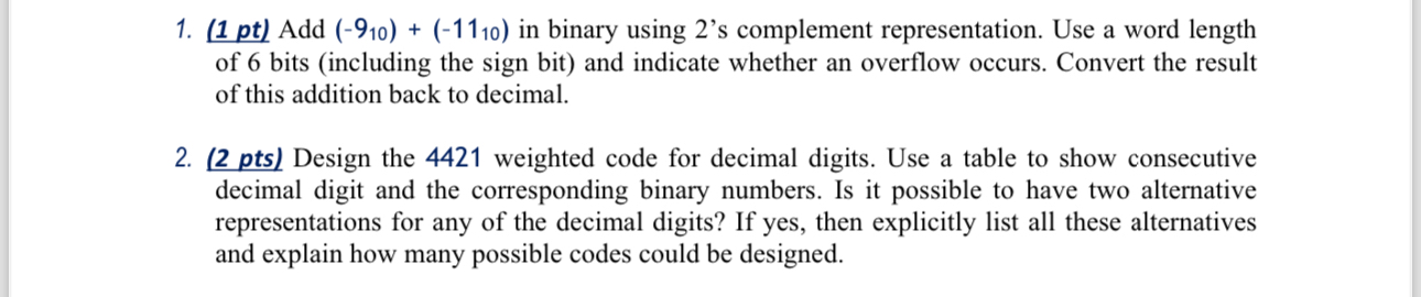 ( 1 p t ) Add ( - 9 1 0 ) + ( - 1 1 1 0 ) in