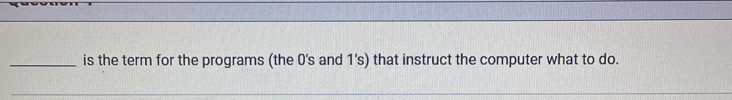 is the term for the programs ( the 0 ' s and 1 '
