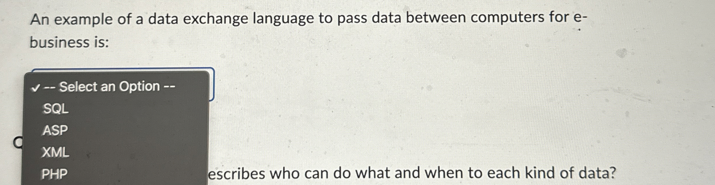 An example of a data exchange language to pass