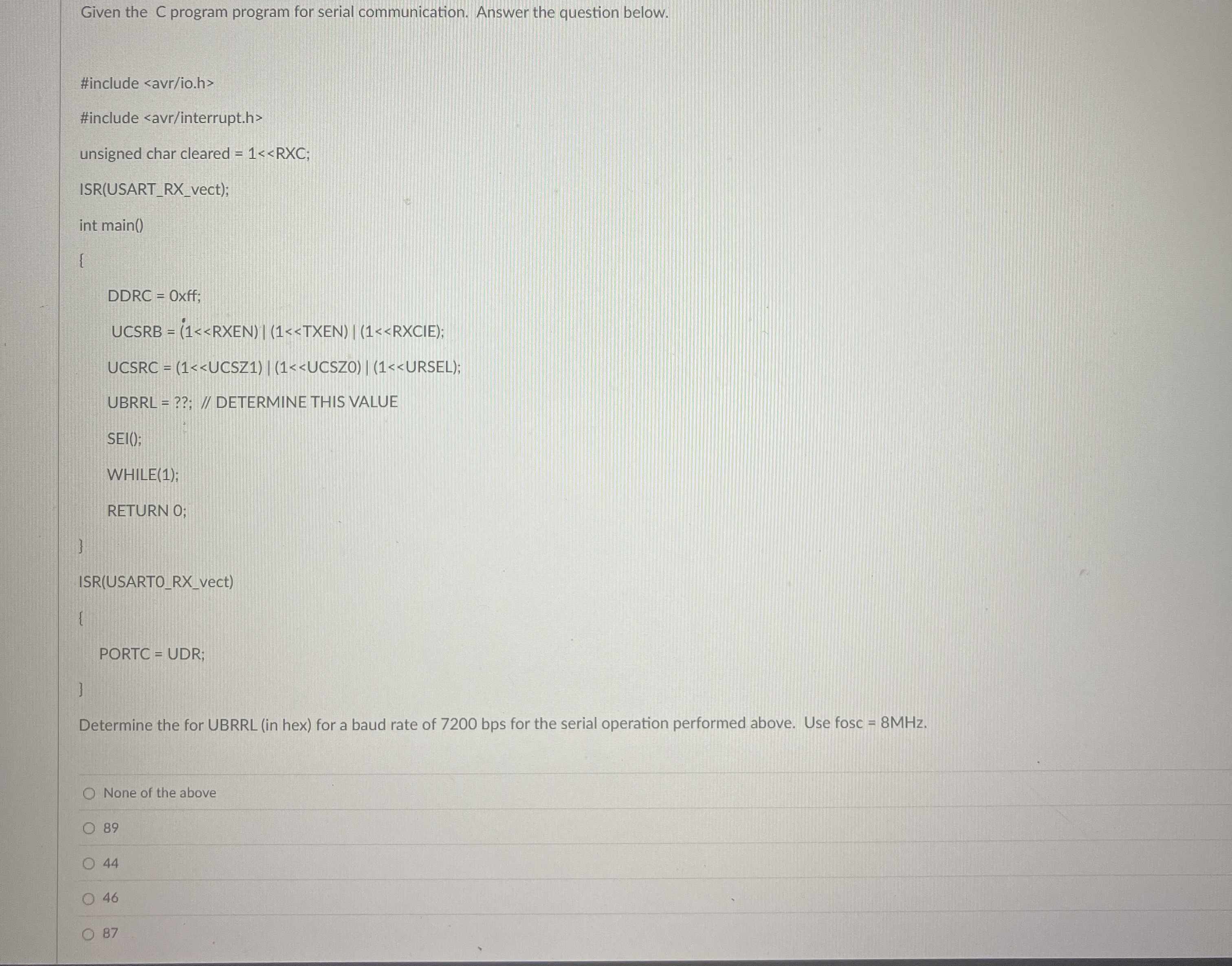 Given the C program program for serial