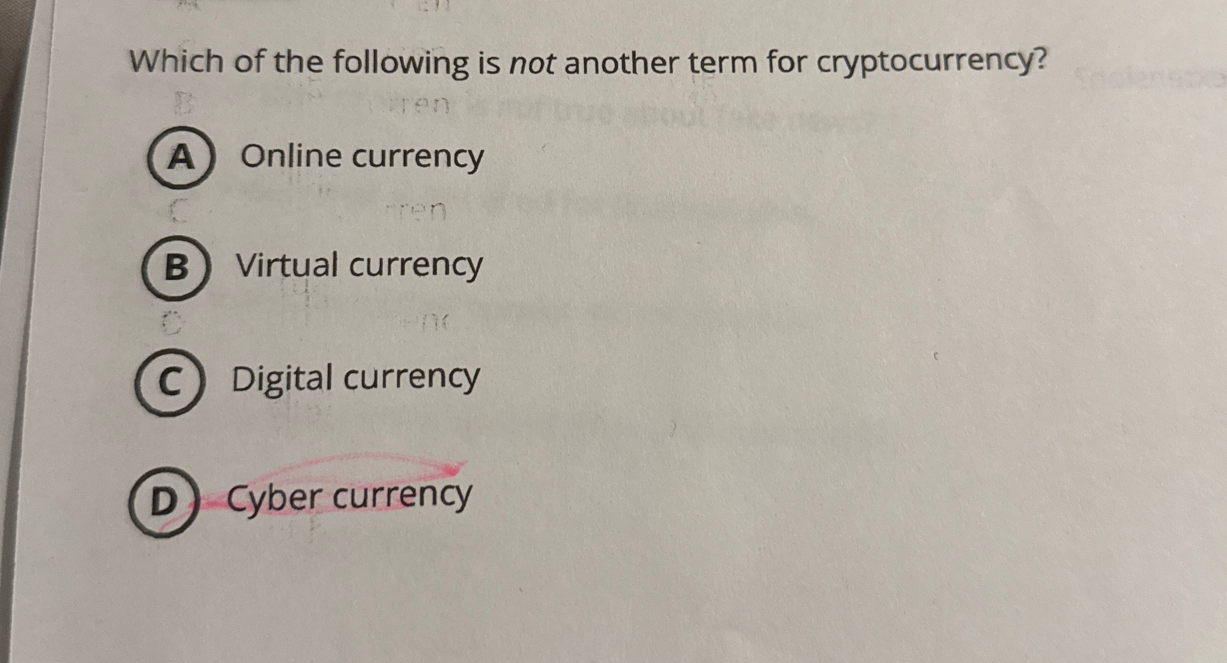 Which of the following is not another term for