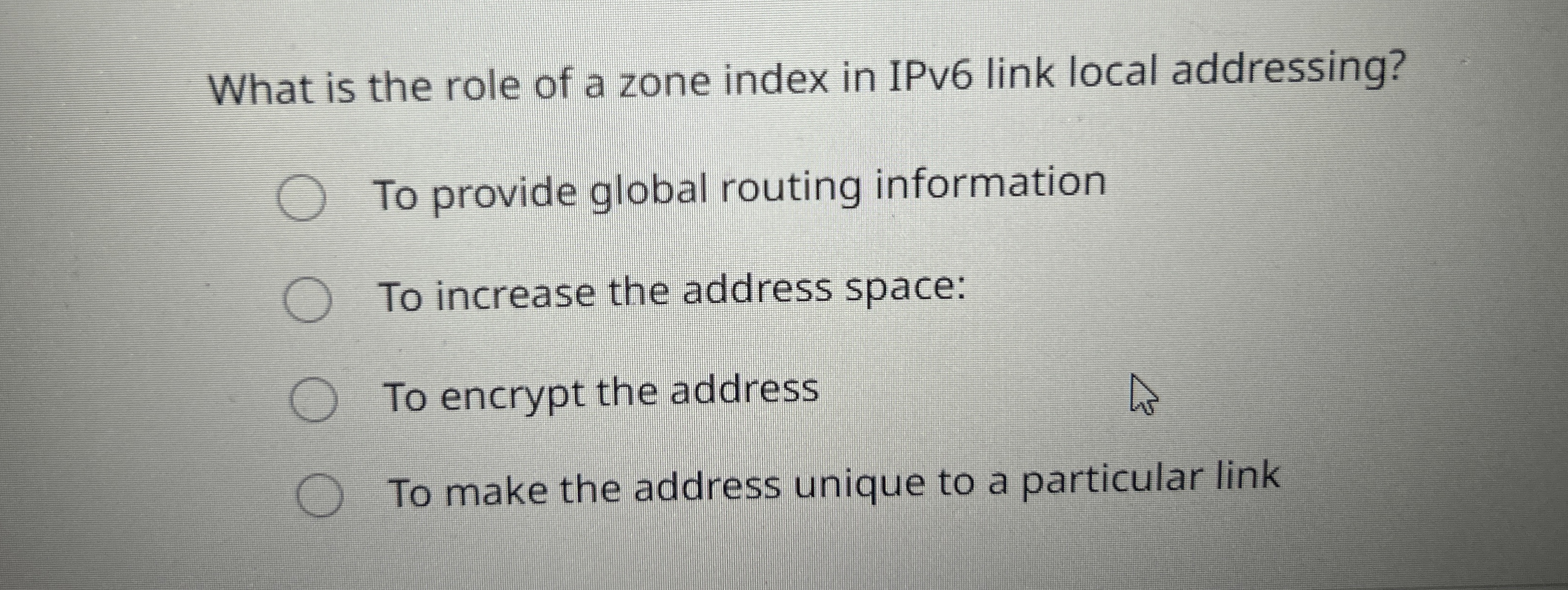 What is the role of a zone index in IPv 6 link