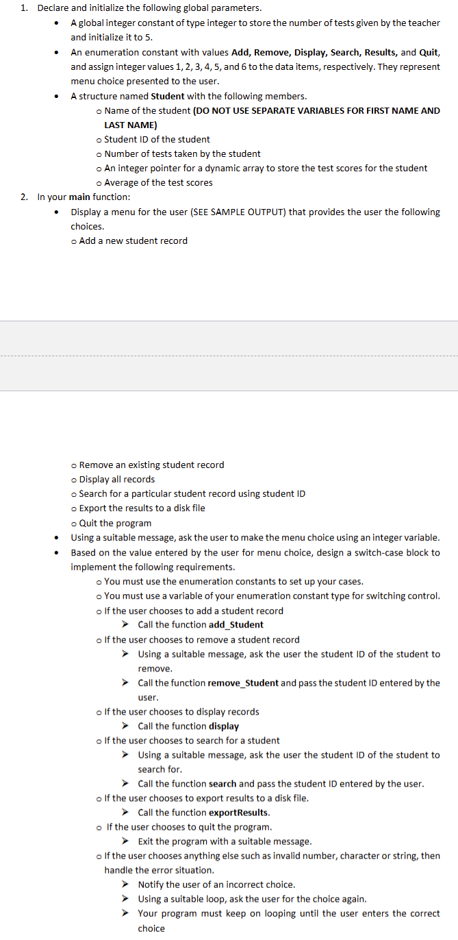 In this project, you have to write a C + +