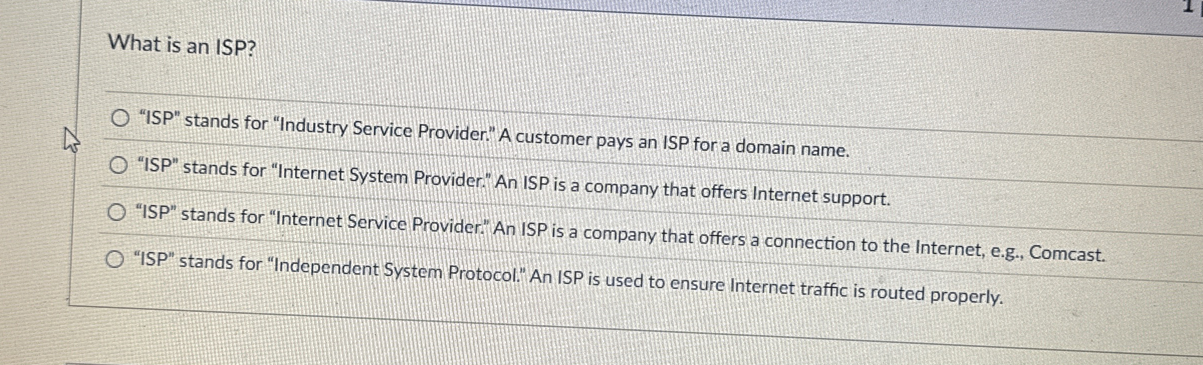 What is an ISP? "ISP" stands for "Industry