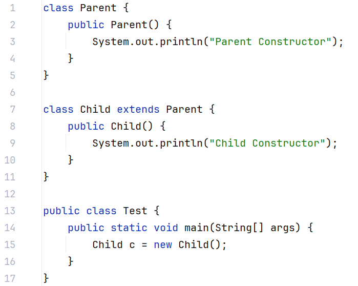 What will code output? class Parent { public
