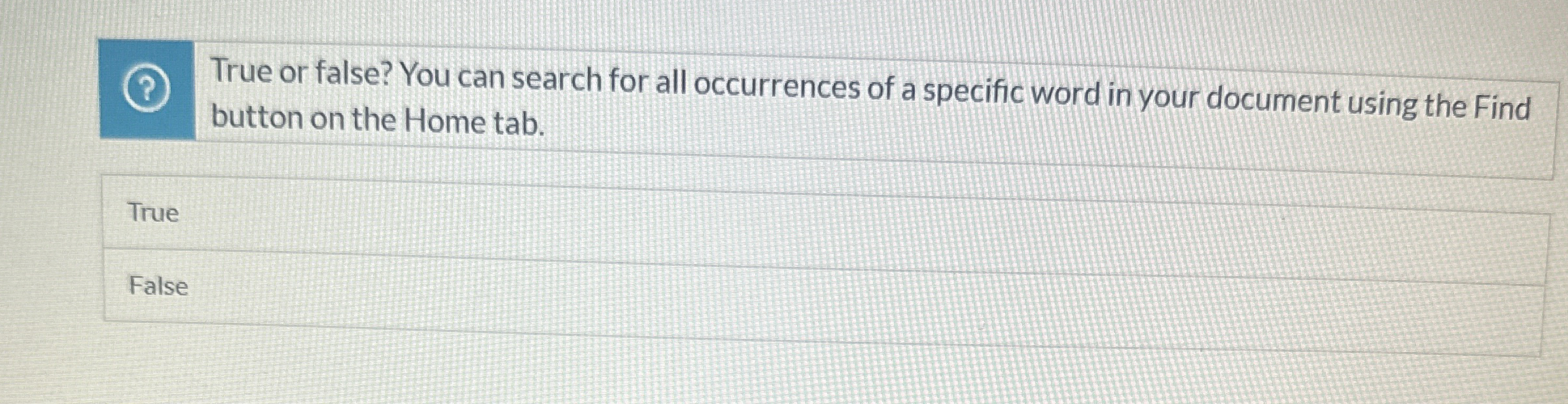 True or false? You can search for all occurrences