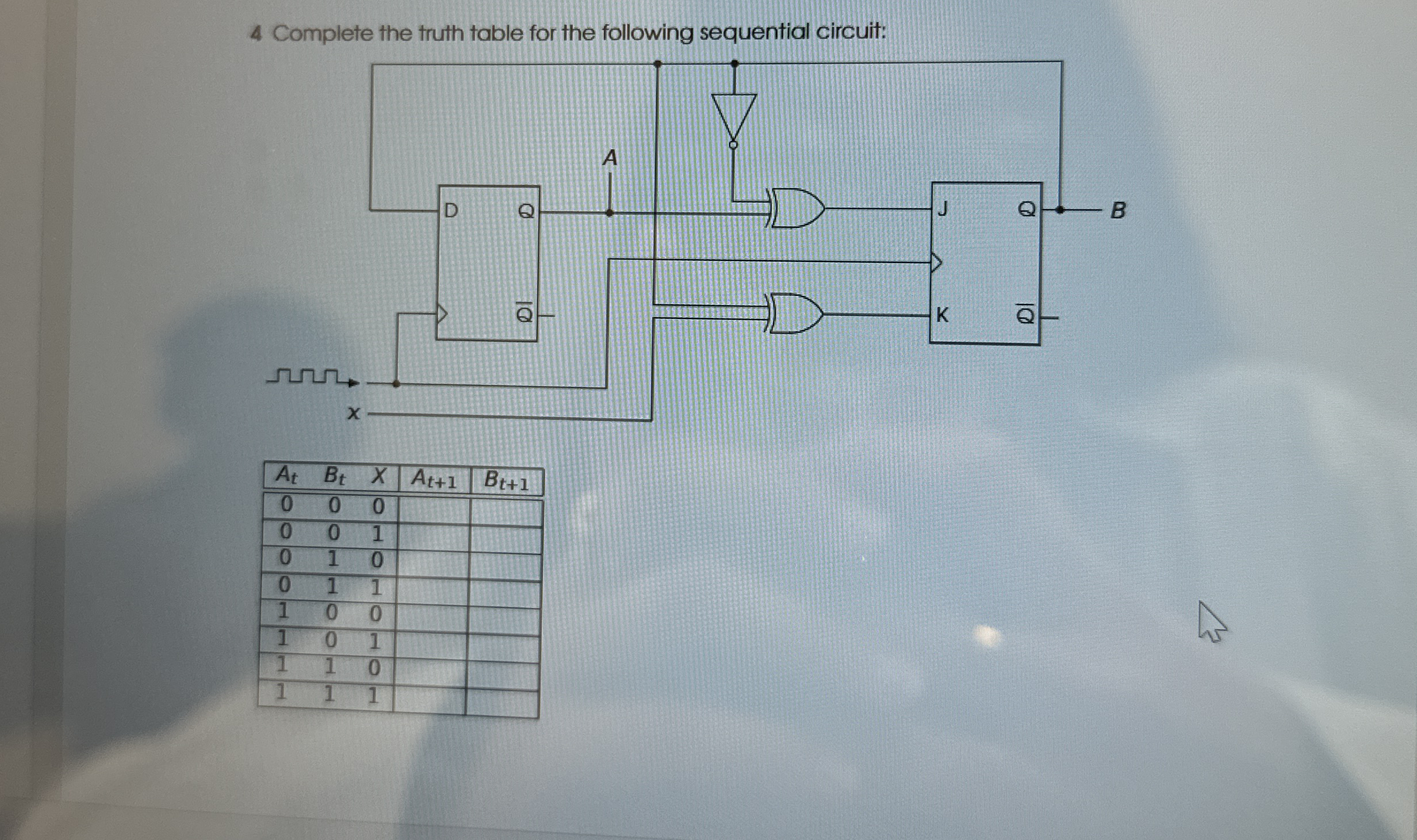 \ table [ [ A t , B t , x , A t + 1 , B t + 1