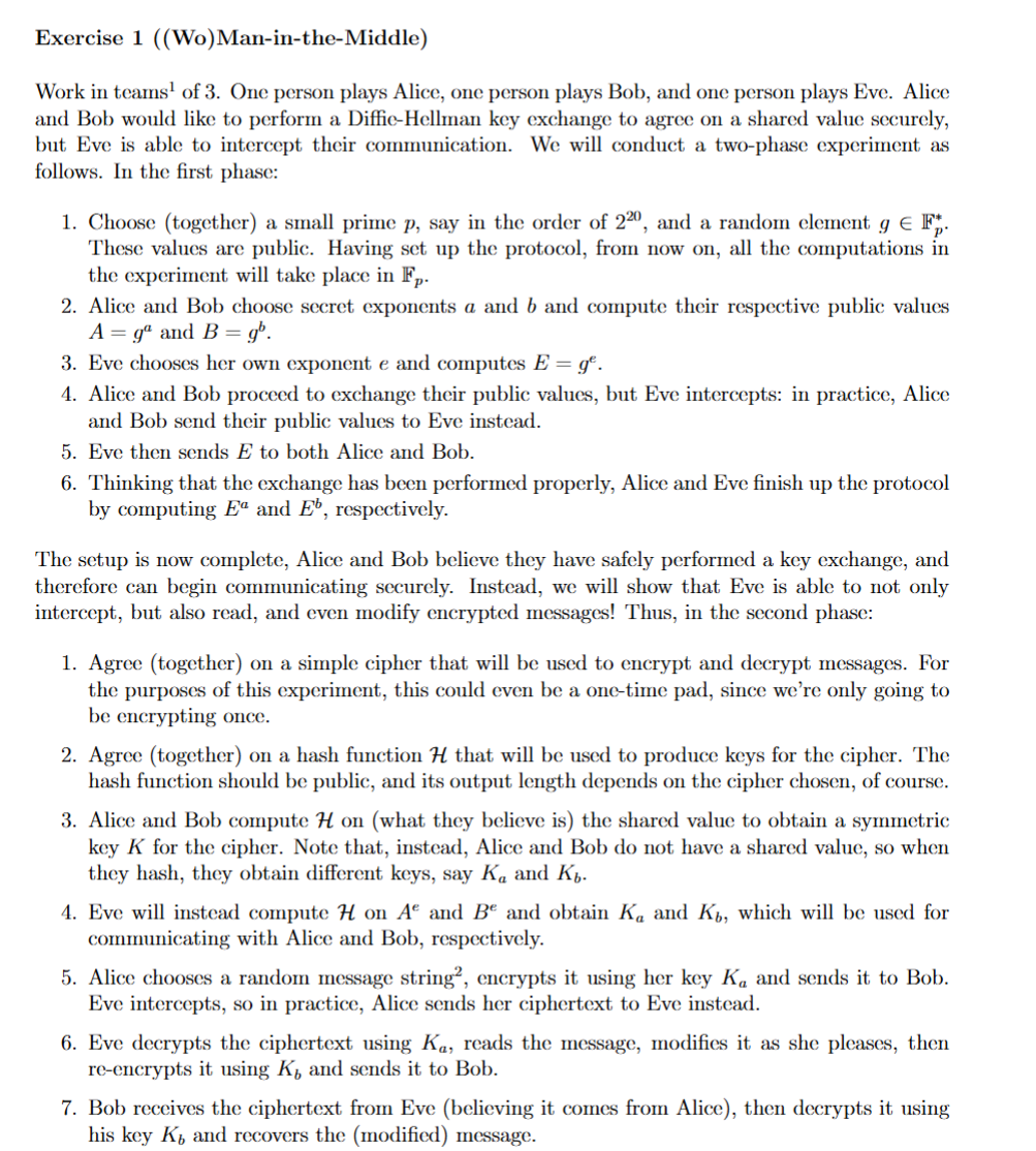 Exercise 1 ( ( Wo ) Man - in - the - Middle )