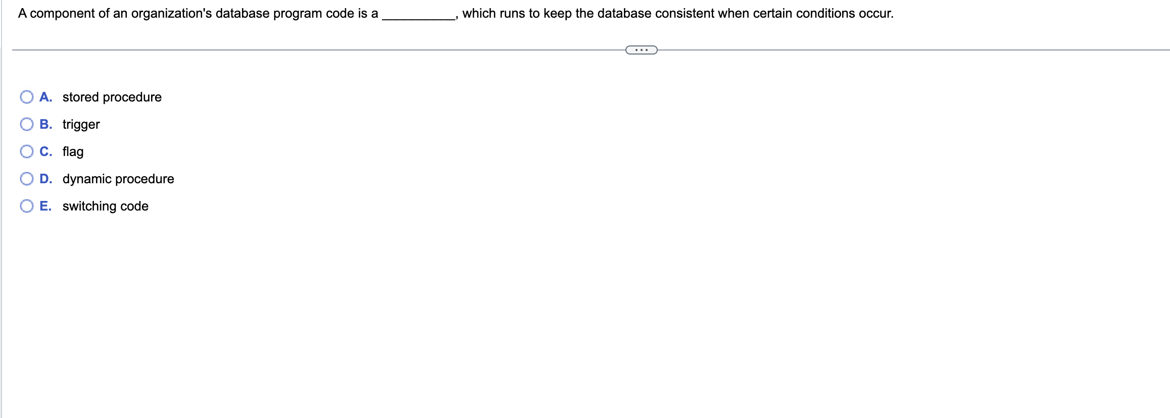A component of an organization's database program