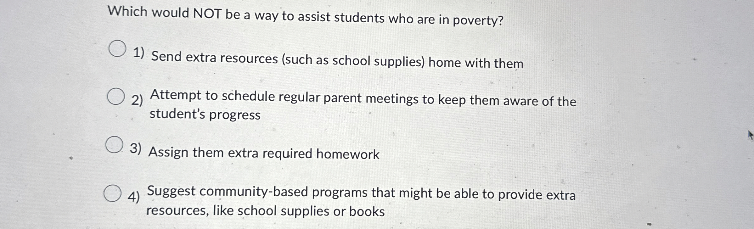 Which would NOT be a way to assist students who