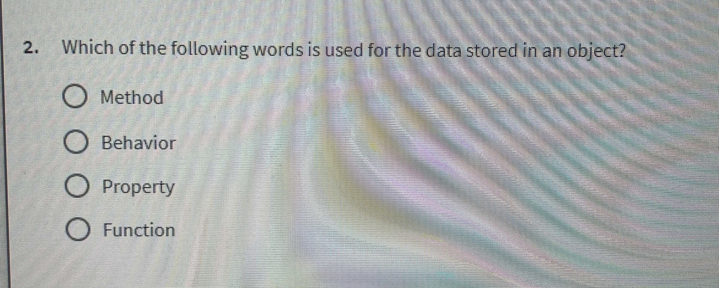 Which of the following words is used for the data