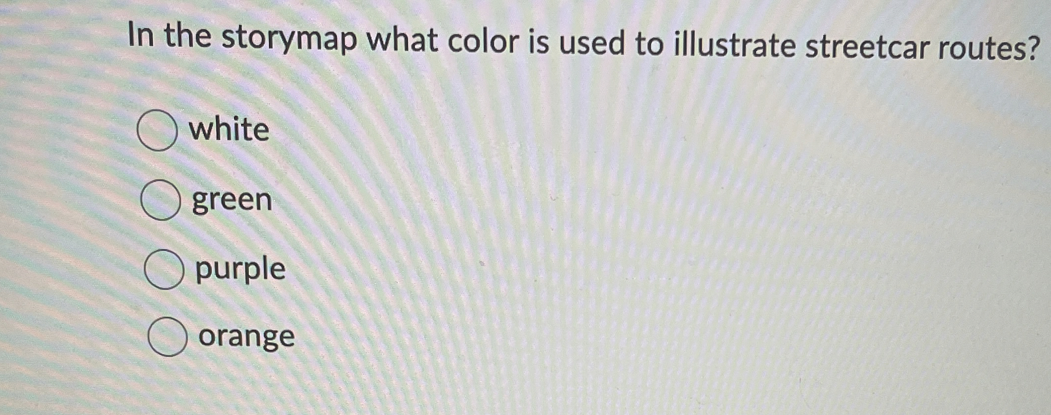 In the storymap what color is used to illustrate