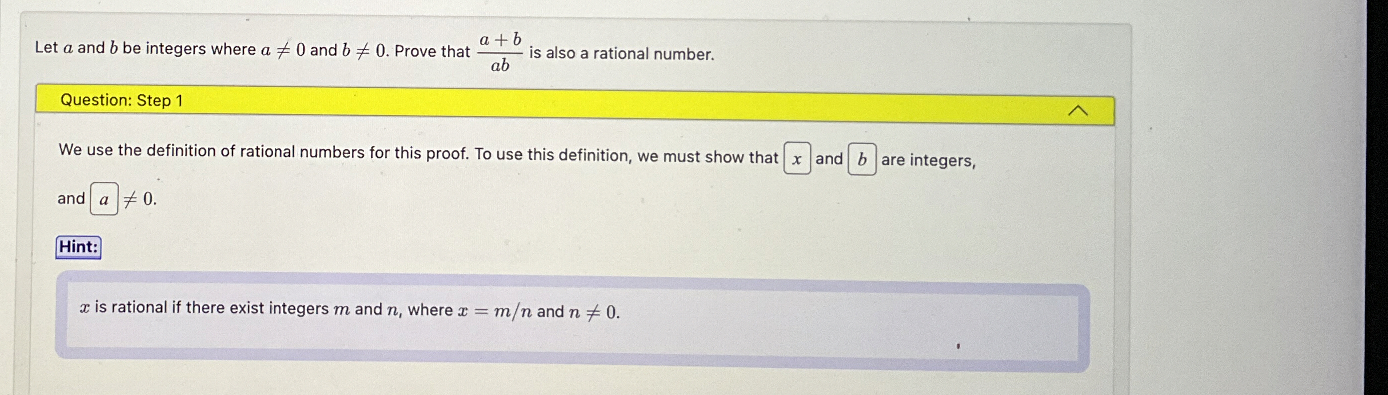 Let a and b be integers where a 0 and b 0 . Prove