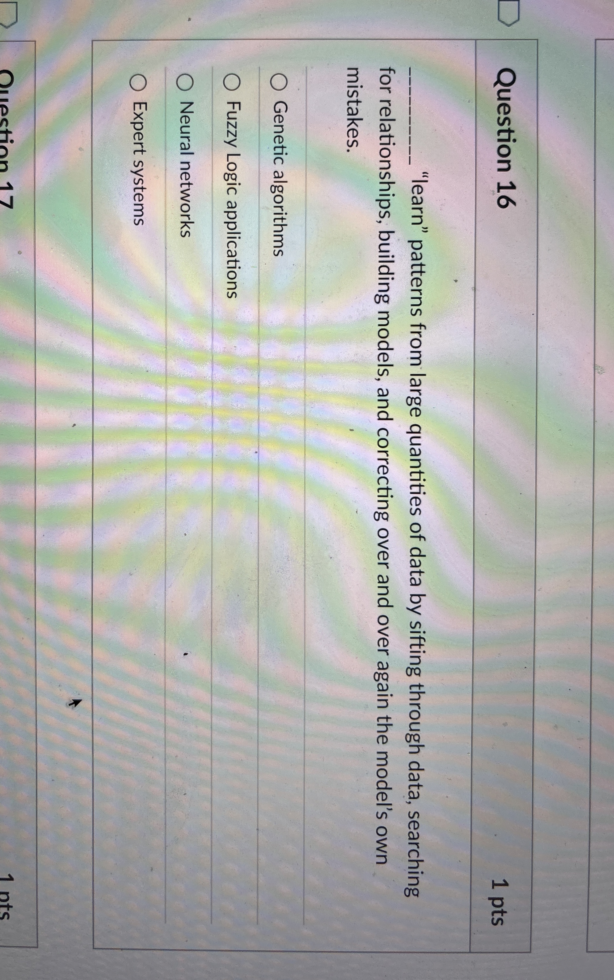 Question 1 6 "learn" patterns from large