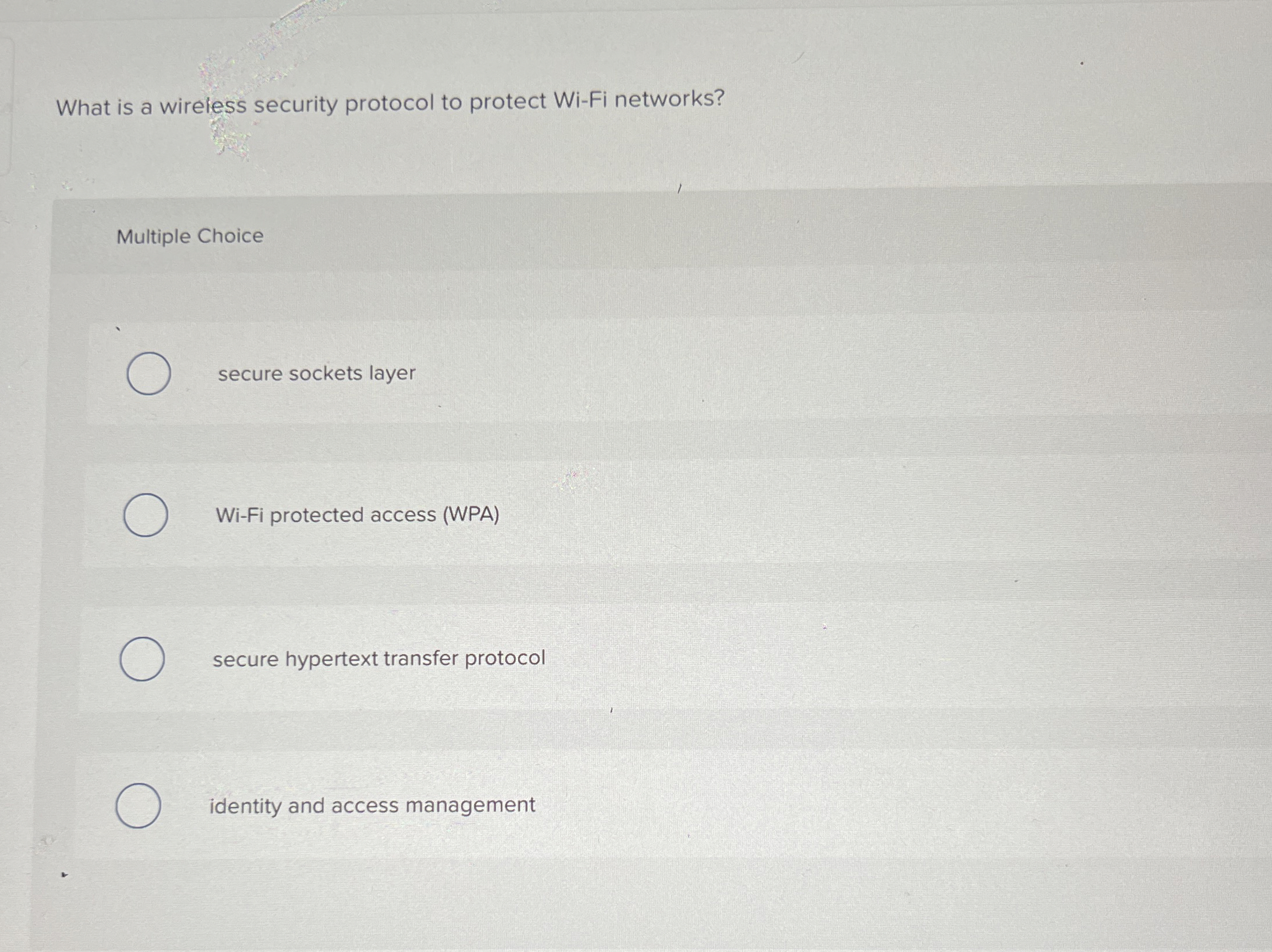 What is a wireless security protocol to protect
