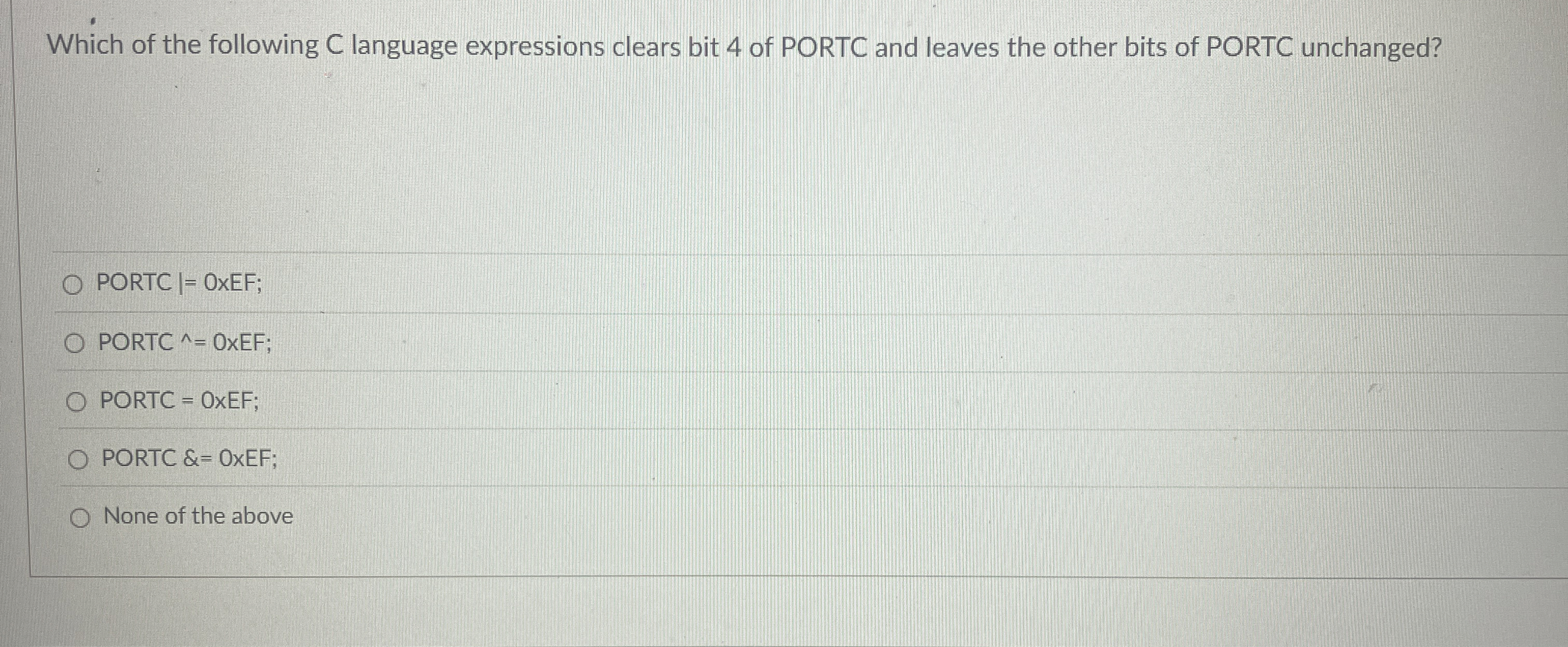 Which of the following C language expressions