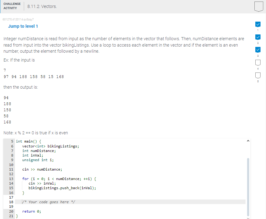 Jump to level 1 Integer numDistance is read from