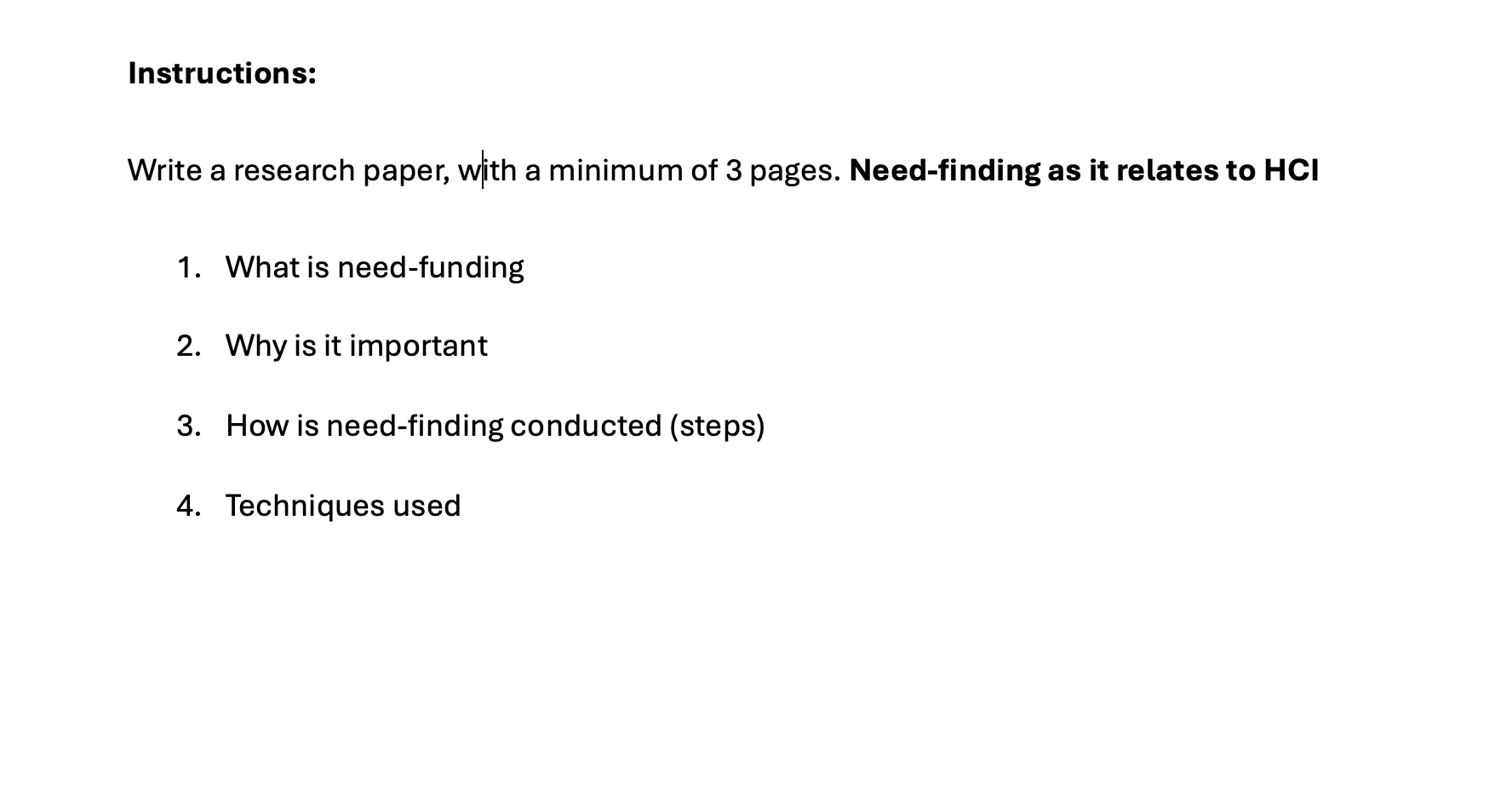 Instructions: Write a research paper, with a