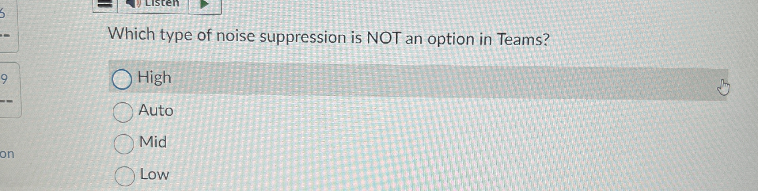 Which type of noise suppression is NOT an option