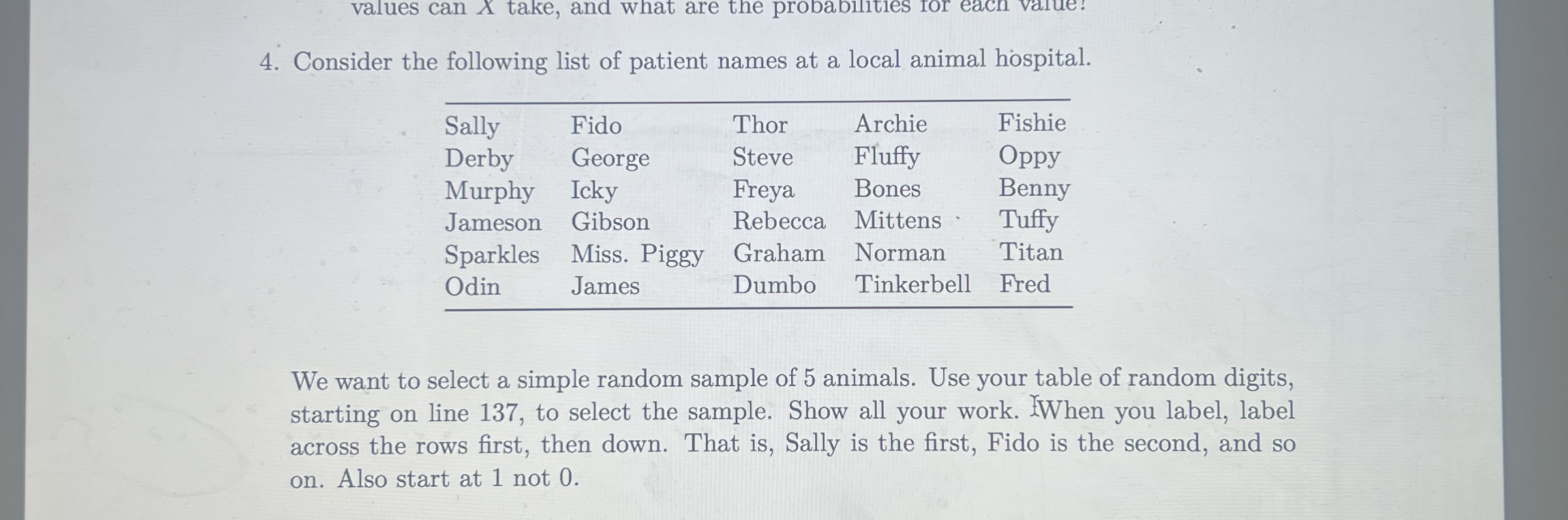 Consider the following list of patient names at a