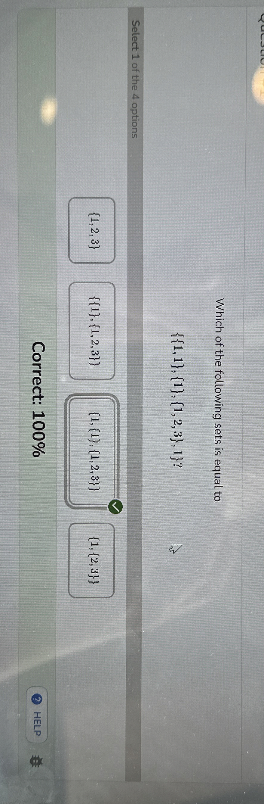 Which of the following sets is equal to { { 1 , 1