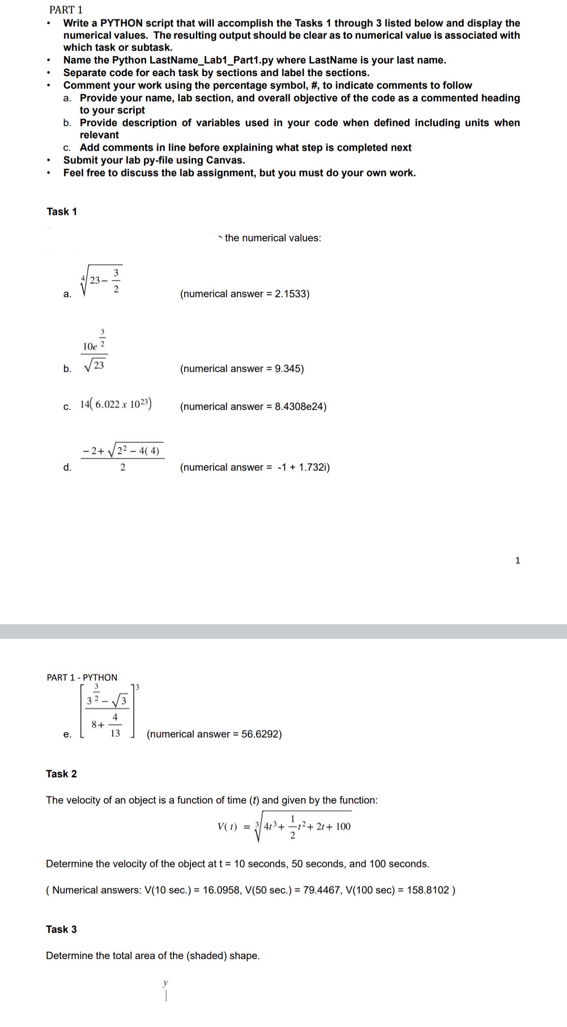 PART 1 Write a PYTHON script that will accomplish