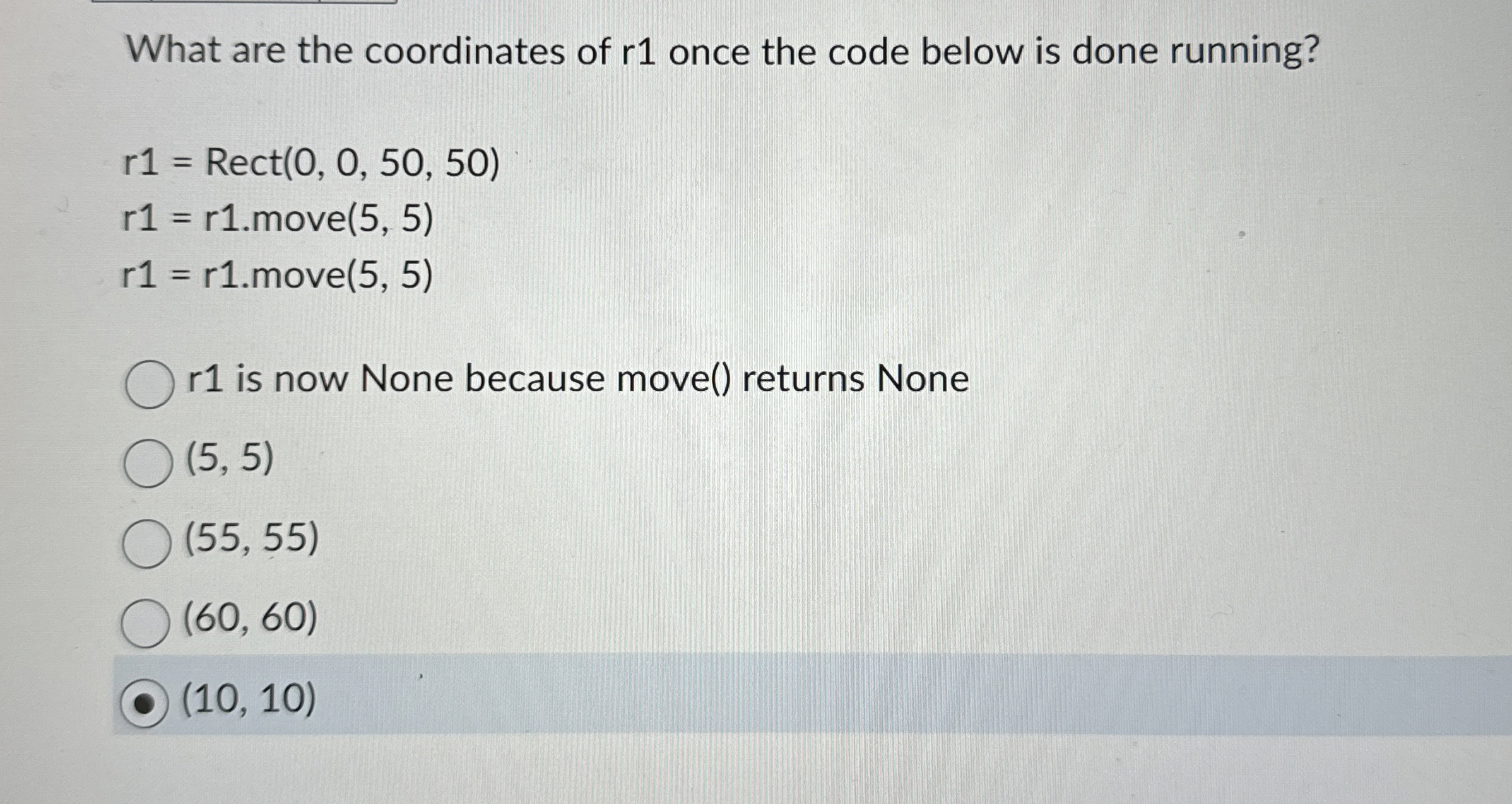What are the coordinates of r 1 once the code