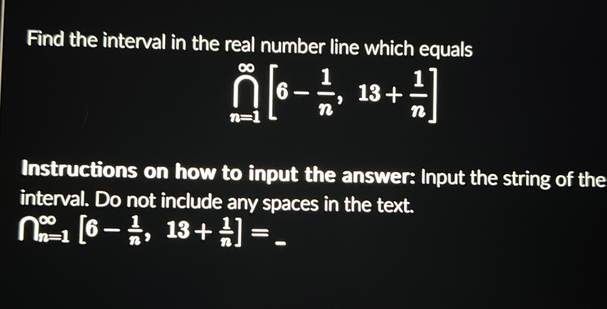Find the interval in the real number line which