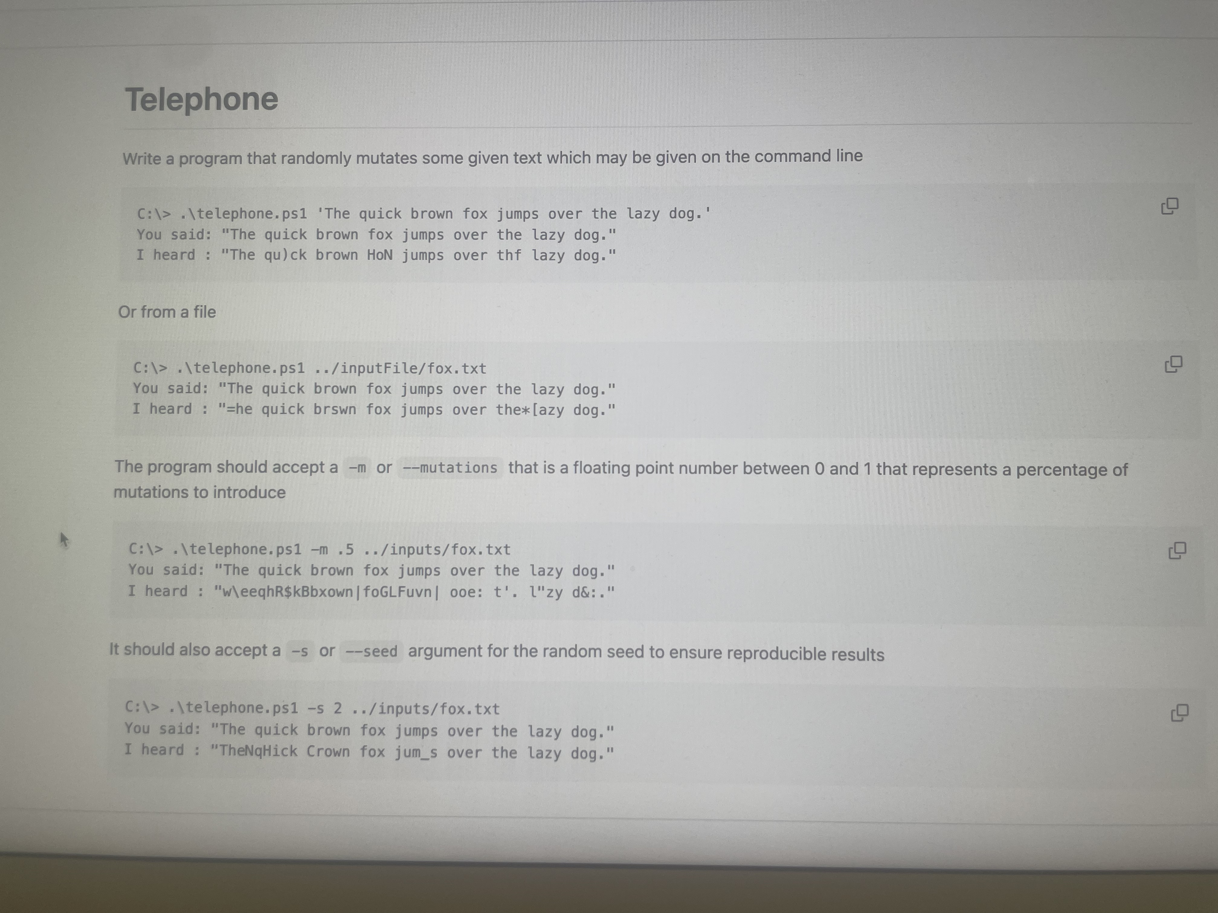 Telephone ( IN POWER SHELL ) Write a program that