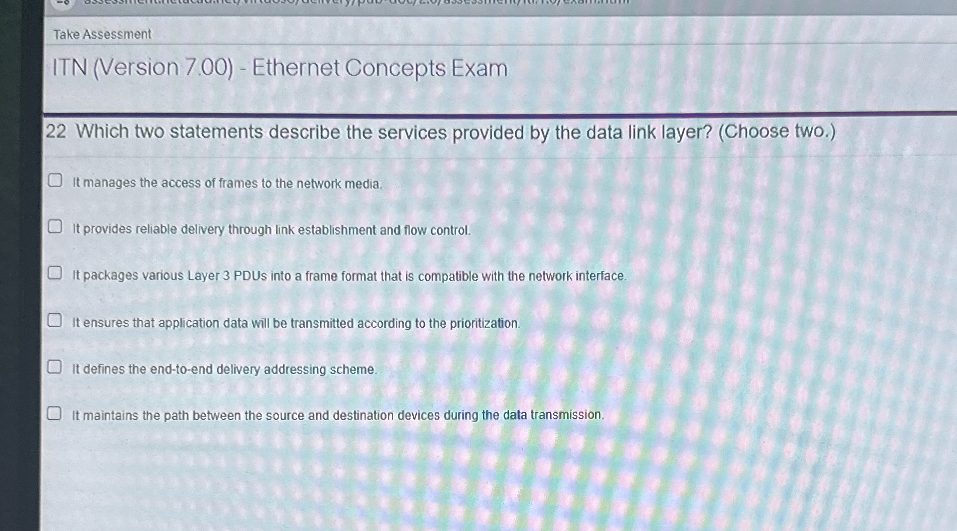 Take Assessment ITN ( Version 7 . 0 0 ) -