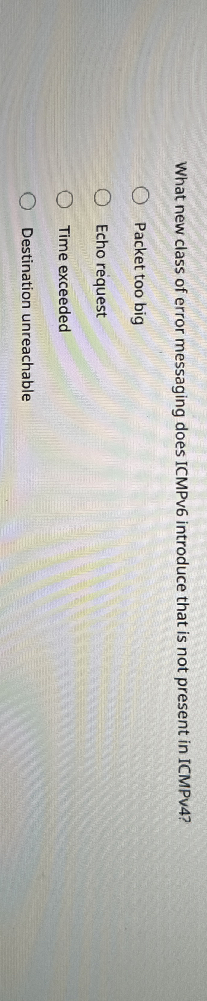 What new class of error messaging does ICMPv 6