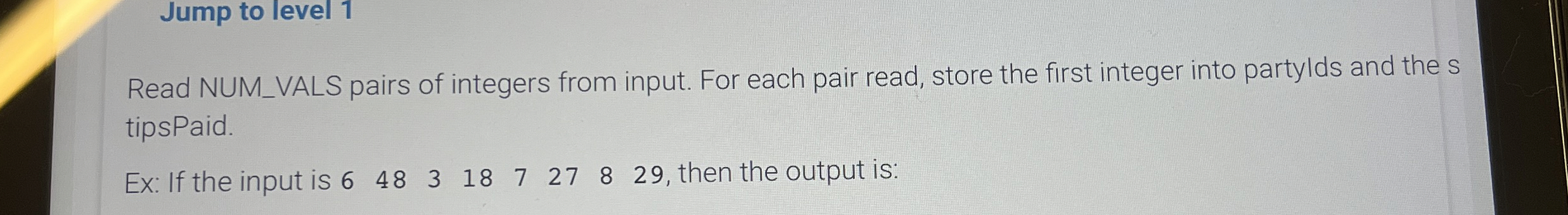 C + + Read NUM _ VALS pairs of integers from