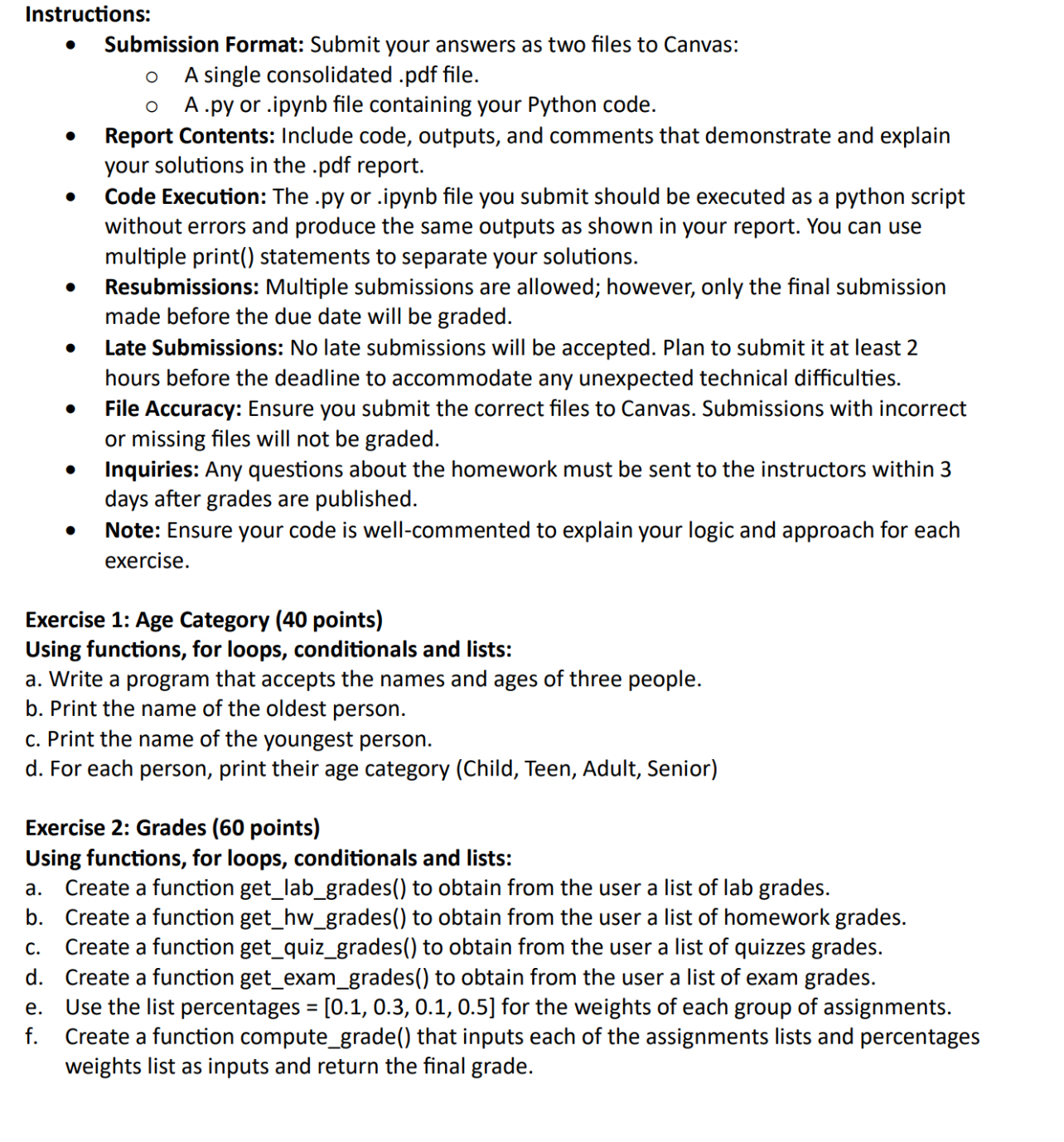 Instructions: Submission Format: Submit your