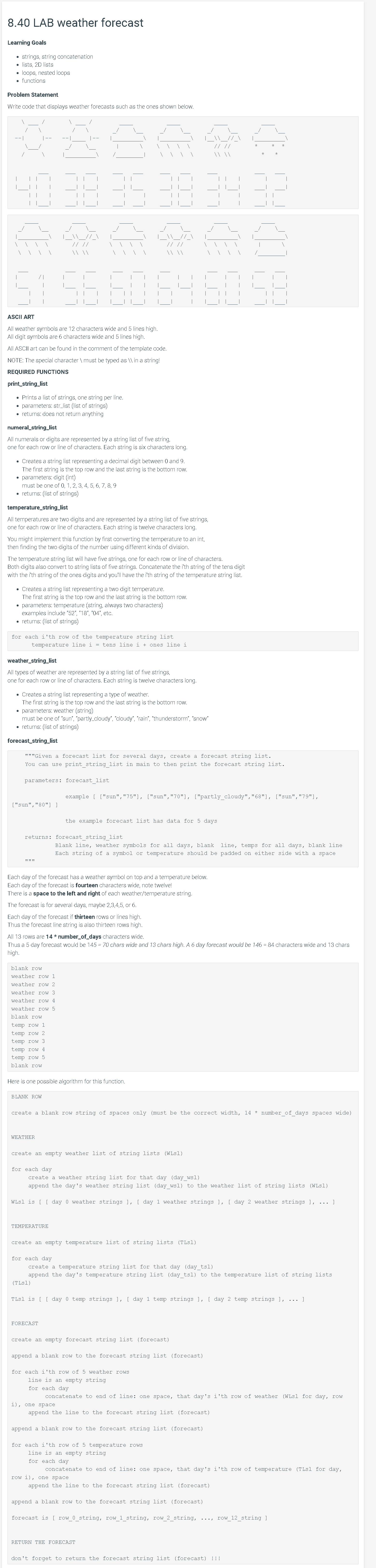forecast _ string _ list PYTHON " " " Given a