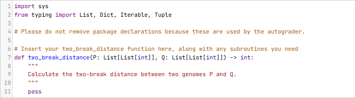 Using what the code provides, solve the code