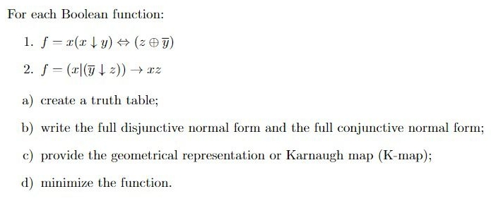 For each Boolean function: f = x ( x d a r r y )