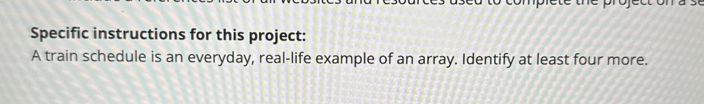 Specific instructions for this project: A train