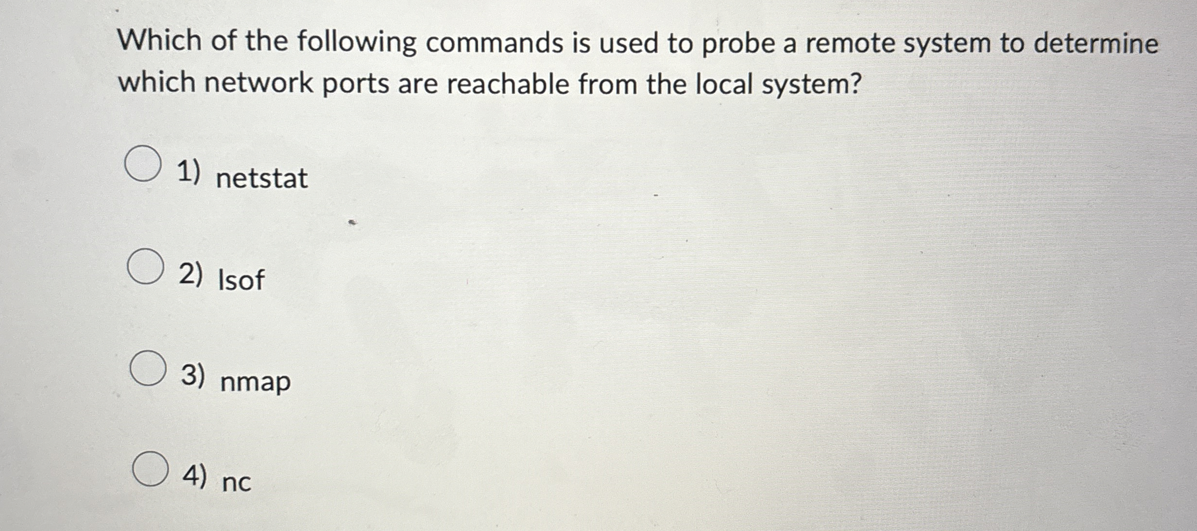 Which of the following commands is used to probe