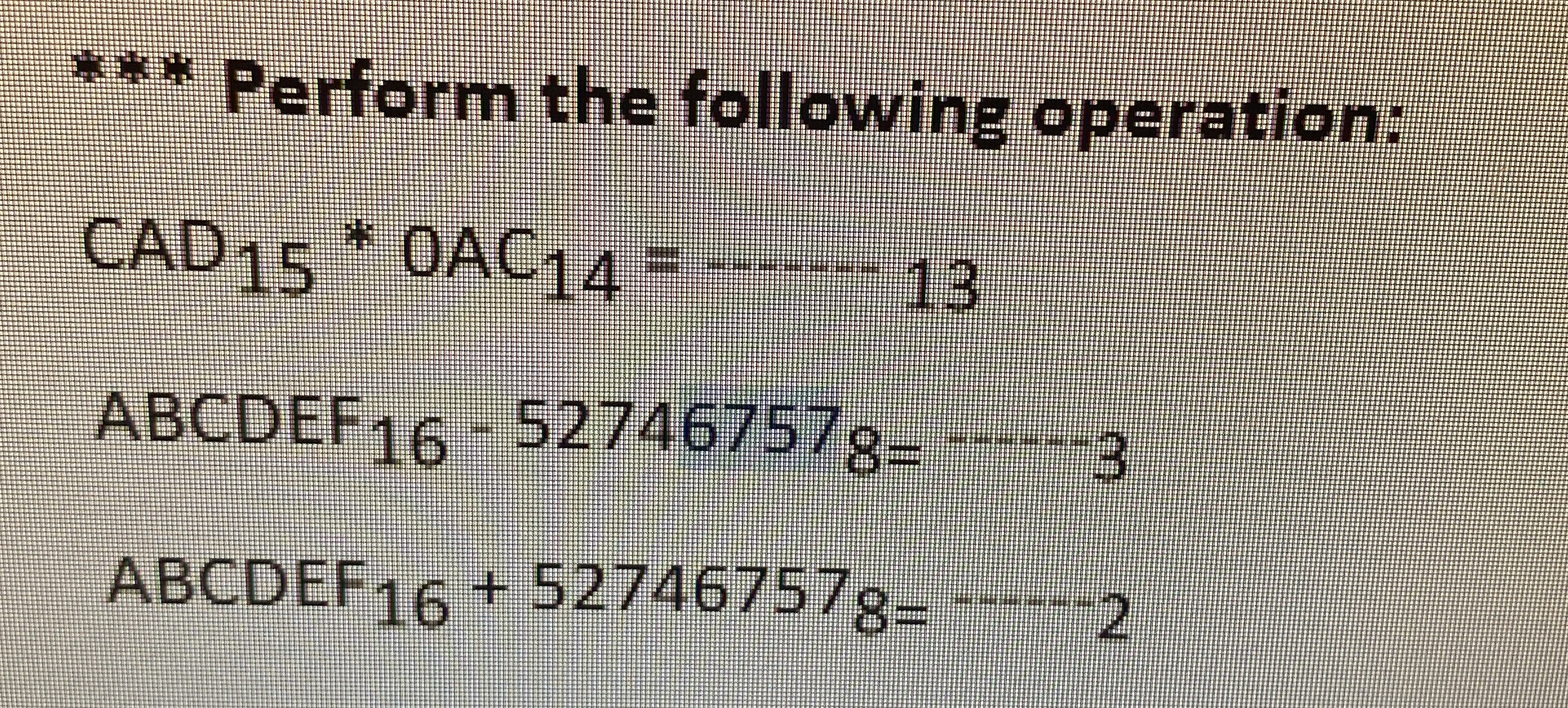 * * * Perform the following operation: C A D 1 5
