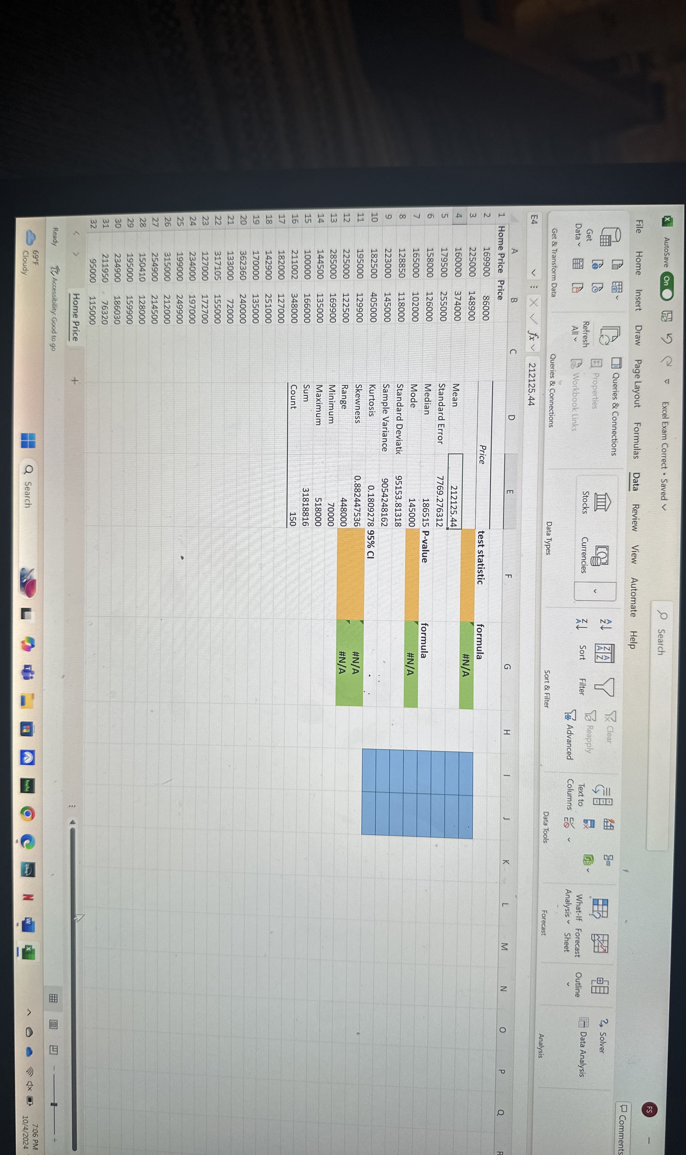 AutoSave On On N Excel Exam Correct * Saved