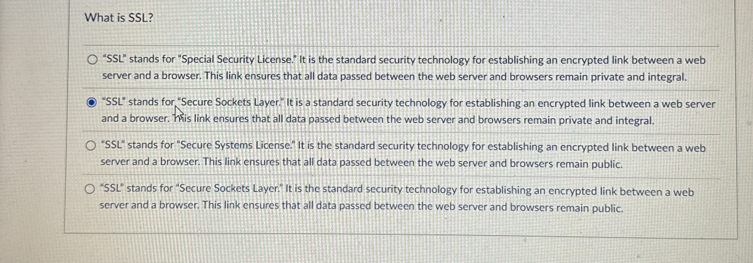 What is SSL ? " SSL " stands for "Special