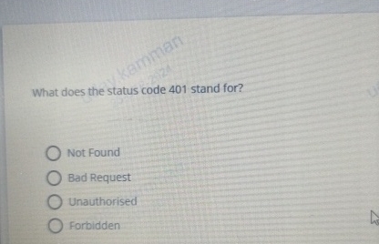 What does the status code 4 0 1 stand for? Not