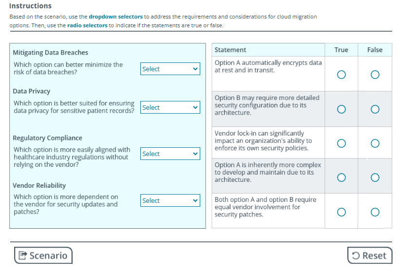 Instructions Based on the scenario, use the