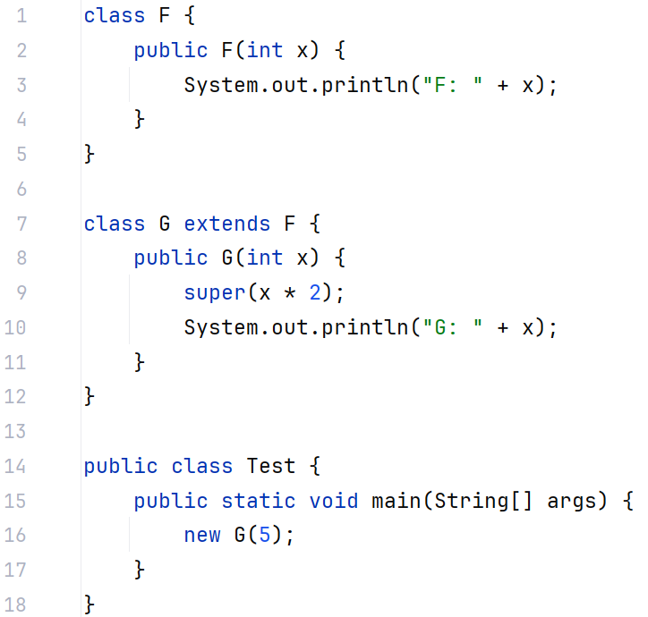 What will code output?class F { public F ( int x